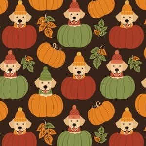 Pumpkin Pups Silky Premium Fleece Fabric